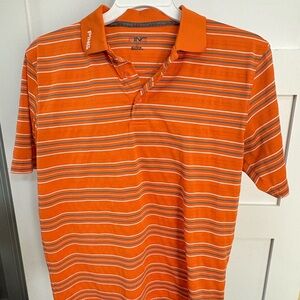 Ping Men's Vibrant Orange Polo with Stripes